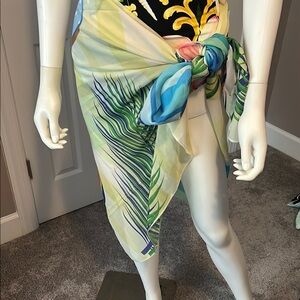 Tropical Print Sarong Cover-Up